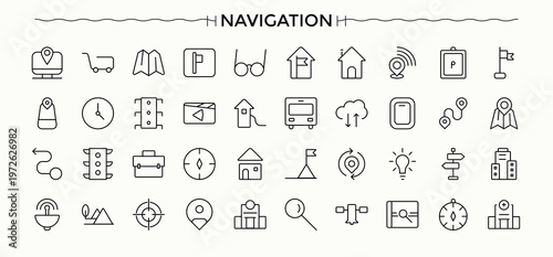 Navigation icon. Minimal thin line web icons set. Editable vector illustration. Destination line icon set. Related to travel, road, destination, arrow and more.
