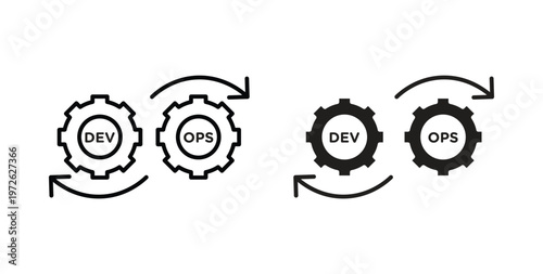 Dev ops icon on white background. icon set