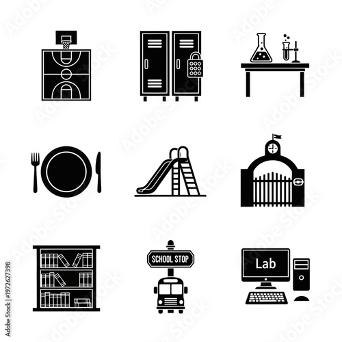 School Educational Icons and Symbols.