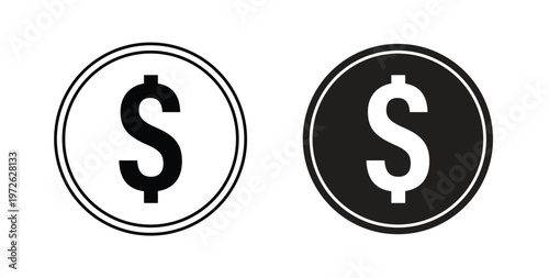 Dollar icon on white background. icon set