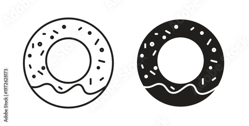 Doughnut icon on white background. icon set