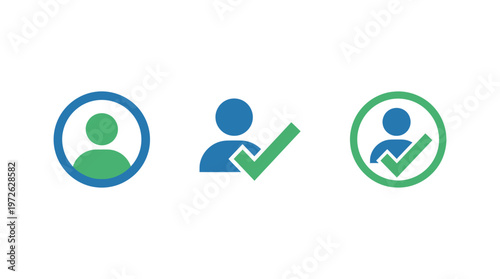 User Profile Icons with Checkmarks - Verified Account and Selection