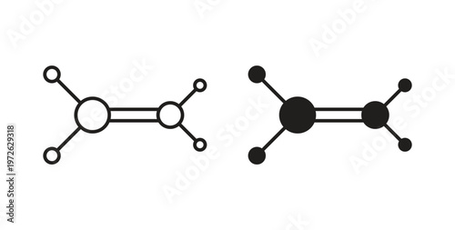 Ethylene molecule icon on white background. icon set