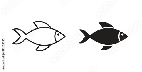 Fish icon on white background. icon set