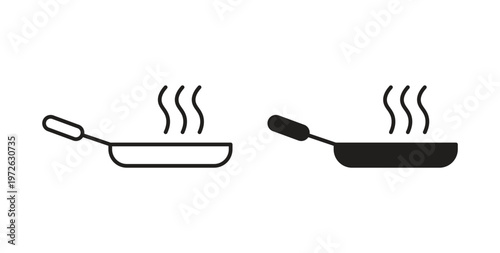 Frying pan icon on white background. icon set