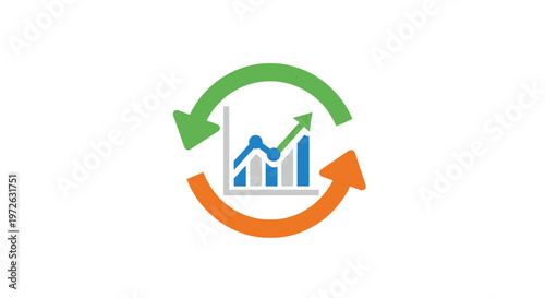 Business Cycle and Continuous Improvement of Financial Growth with Circular Arrows, isolated white background.