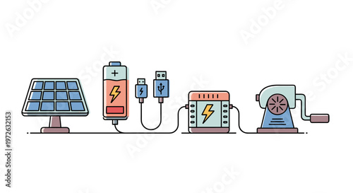 Solar power system charging battery and powering device with USB connection