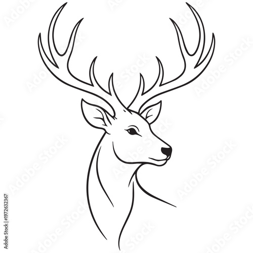 Beautiful Deer Face Vector Artline