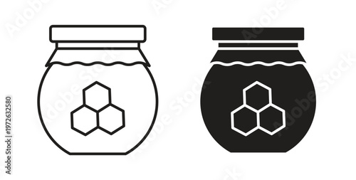 Honey jar icon on white background. icon set