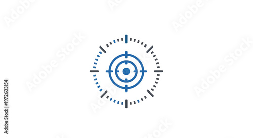 Outline Target Icon with Dotted Lines Representing Business Focus and Precision Strategy on an Isolated White Background.