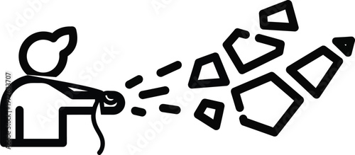 person throwing stones, aggressive man