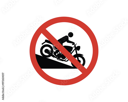No motorcycles allowed sign on transparent background, prohibition symbol vector illustration.