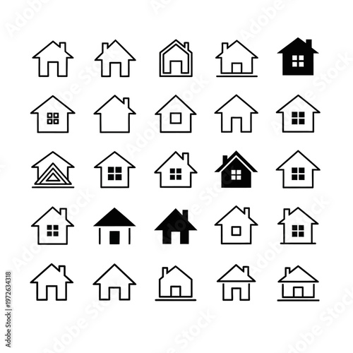 Collection of various house icons.