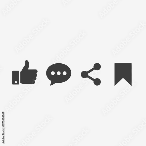 Black icons for social media and communication.