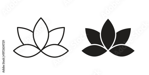 Lotus icon on white background. icon set