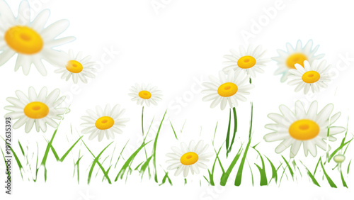 A cheerful field of bright yellow daisies swaying in the breeze Vector
