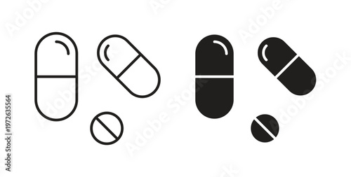 Medicine tablet icon on white background. icon set
