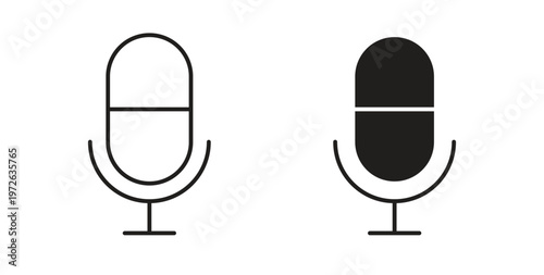 Microphone icon on white background. icon set