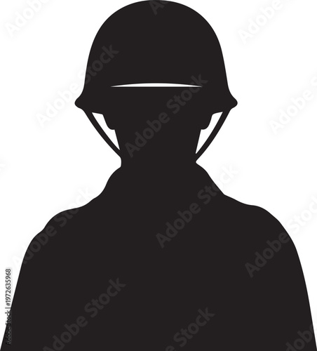 Soldier silhouette vector illustration line art isolated on transparent background