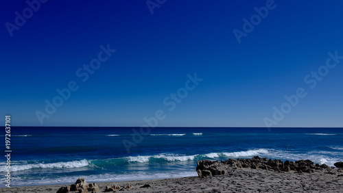 The coral rocky coast off Jupiter Island Beach in Florida