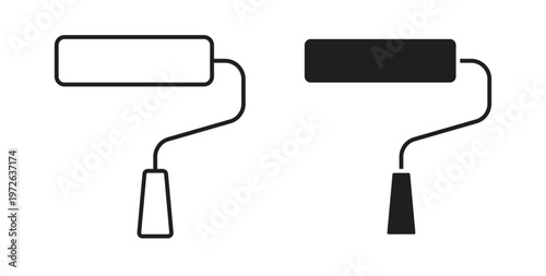Paint roller icon on white background. icon set