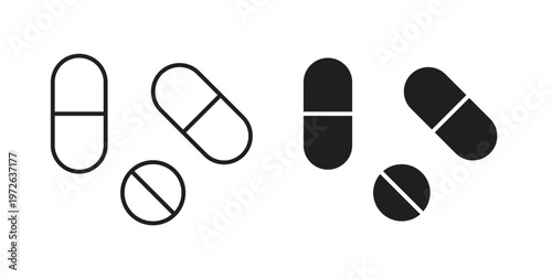 Painkiller pills icon on white background. icon set