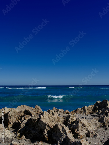 The coral rocky coast off Jupiter Island Beach in Florida