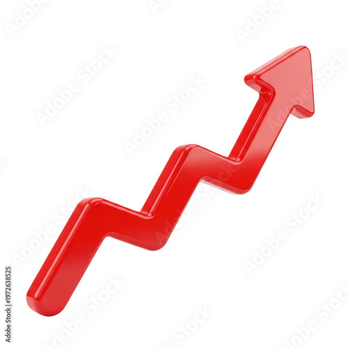 Red upward trending arrow graph indicating growth and progress
