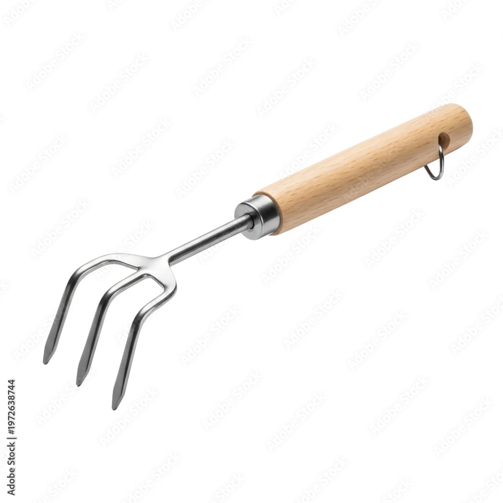 Obraz premium Gardening hand fork with wooden handle