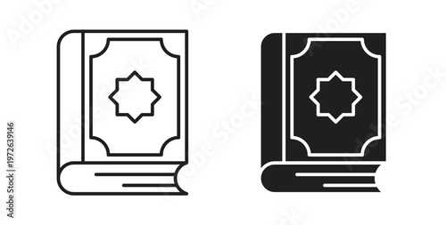 Quran book icon on white background. icon set
