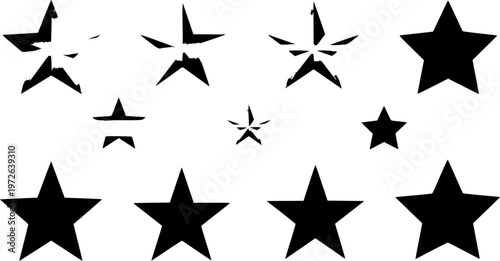 set of Stars collection. Star vector icons. Golden and Black set of Stars, isolated on transparent background. Star icon. Stars in modern simple flat style. Vecto