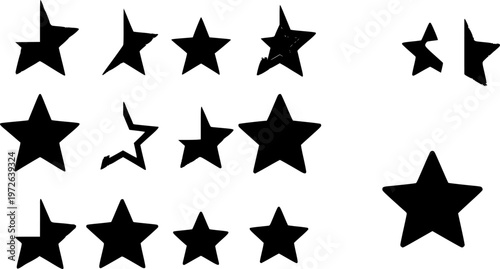 set of Stars collection. Star vector icons. Golden and Black set of Stars, isolated on transparent background. Star icon. Stars in modern simple flat style. Vecto