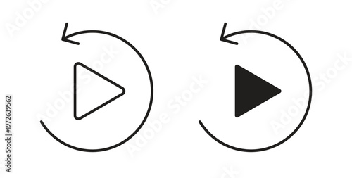 Replay icon on white background. icon set
