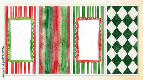 Festive Holiday Gift Tags Set with Red, Green, and Patterned Designs for Christmas Decorations