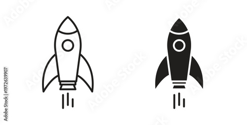 Rocket launch icon on white background. icon set