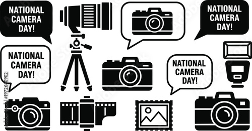 Celebrate national camera day iconic camera illustrations photography equipment for enthusiasts