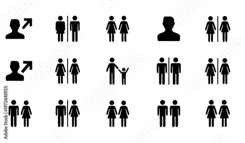 Gender icons set man woman male female symbol vector collection