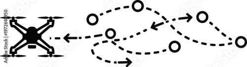 Drone flight paths and camera day operations illustrating aerial movement and data capture techniques