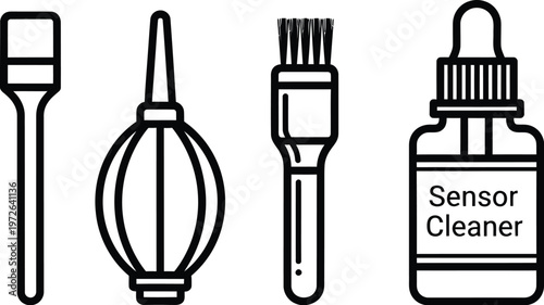 Camera day essentials cleaning kit for sensors lenses and camera maintenance black and white
