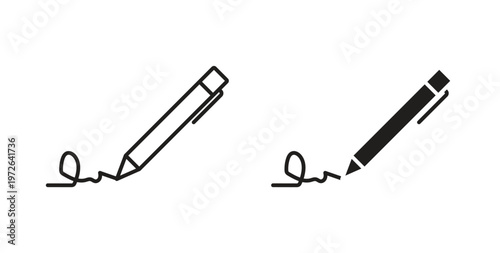Signature icon on white background. icon set