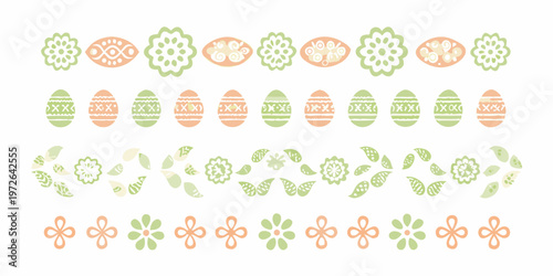 A colorful pattern of easter eggs florals and ornamental designs