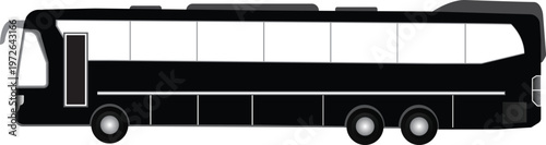 Black luxury coach bus side view vector illustration isolated on white background