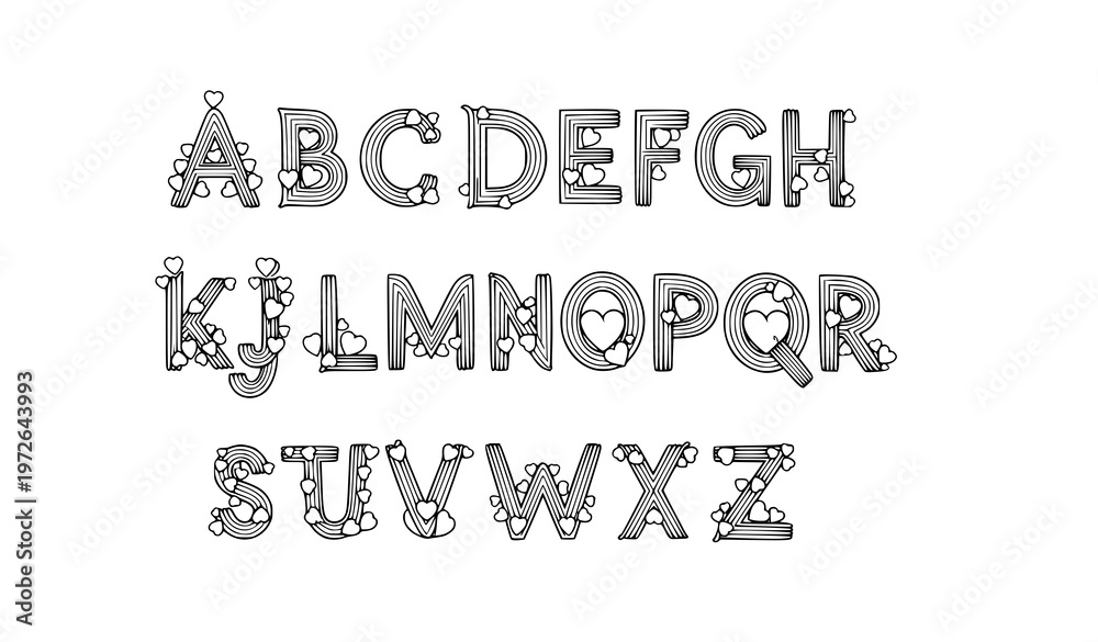 Obraz premium Romantic Heart Letter Initial Monogram Jewelry Vector Alphabet