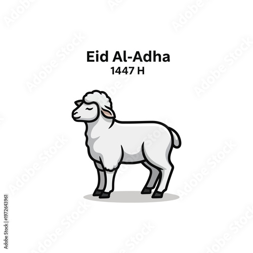 Gentle white sheep illustration, symbolizing devotion and cultural heritage, ideal for designs celebrating a global religious observance of peace, community, and tradition