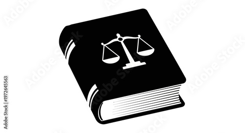 Black book with scales of justice on cover.