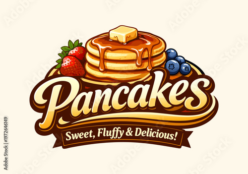 Pancake logo vector illustration template. Simple design letter delicious dessert