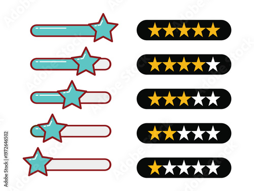 Review icon set. Rating stars vector icon set from one to five, Feedback icon collection. Concept of best ranking. Satisfaction thin line icon set.