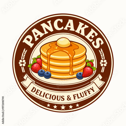 Pancake logo vector illustration template. Simple design letter in circle
