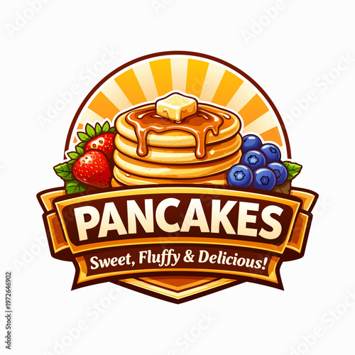 Pancake logo vector illustration template. Simple design letter in circle