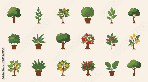 A minimalist illustration of a tree with ripe fruit. Perfect for representing growth, natural concepts, or adding a decorative element to a website or